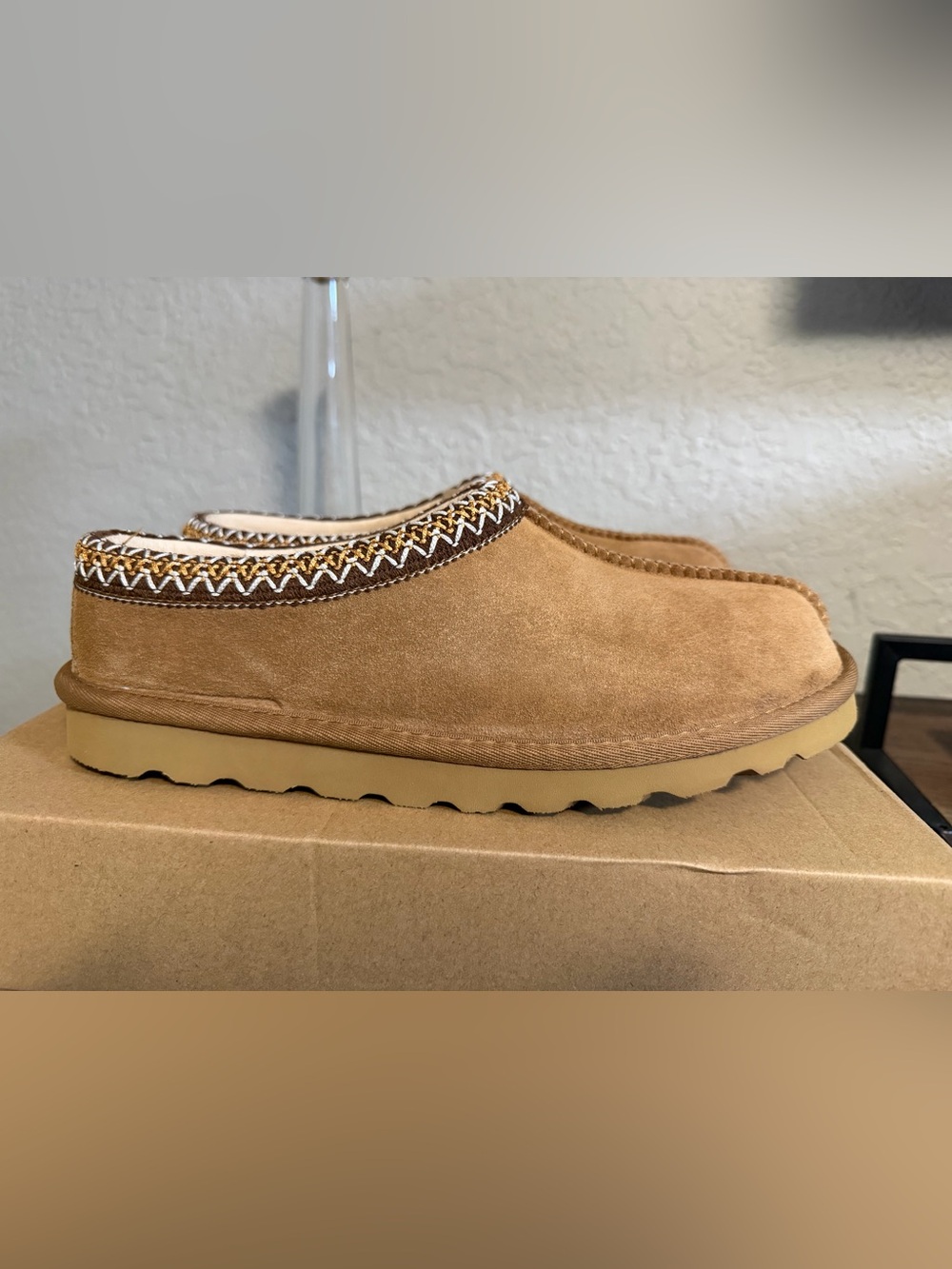 Smith's Workwear Suede Shearling Clog Slippers.